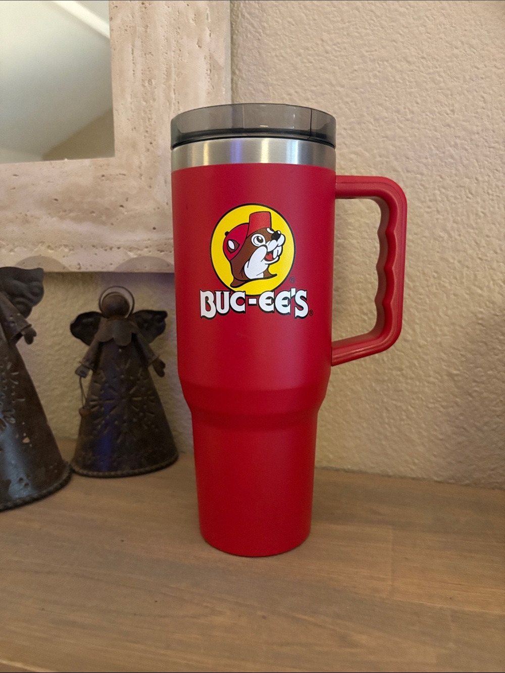 BUC-EES Yukon Outfitters Red Insulated Travel Tumbler with Handle. Barely used.